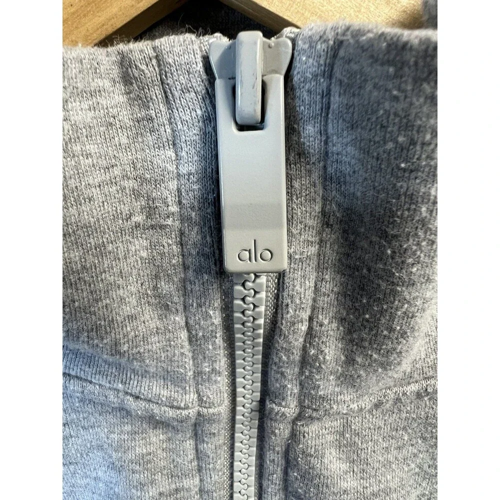 Alo Yoga Quarter Zip Sweatshirt Womens XS Grey Cropped Mock Neck Pullover
